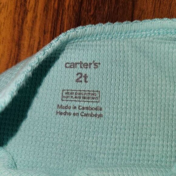 6 for $25 🎃 Carter's Blue Glittery Thermal Pajama Top Toddler Size 2T - Picture 3 of 5
